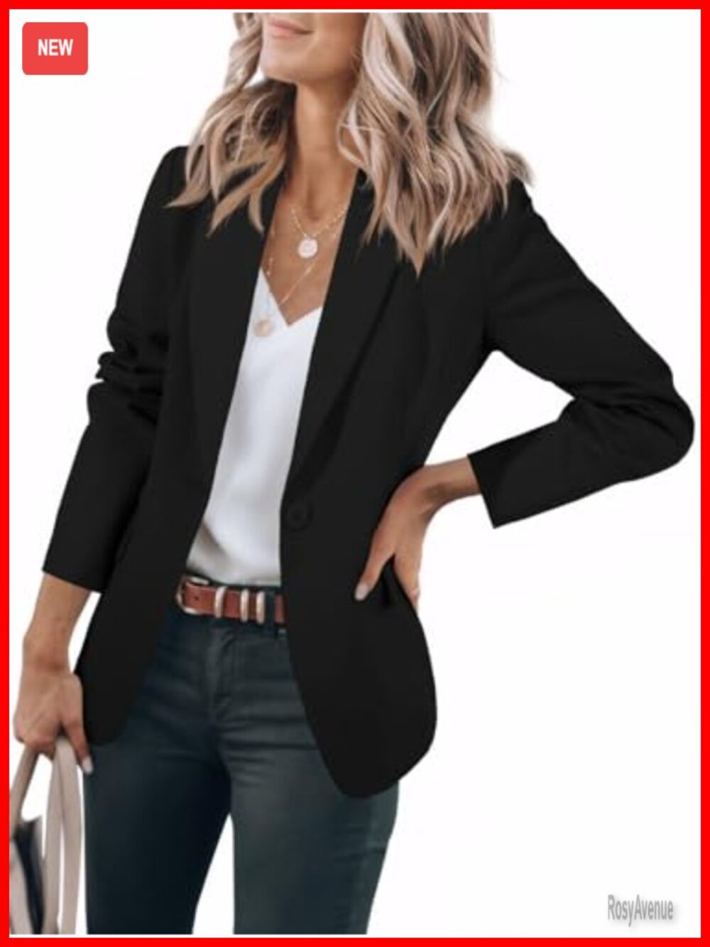Women's Open Front Blazer Notch Collar Slim Fit Long Sleeve Business Casual